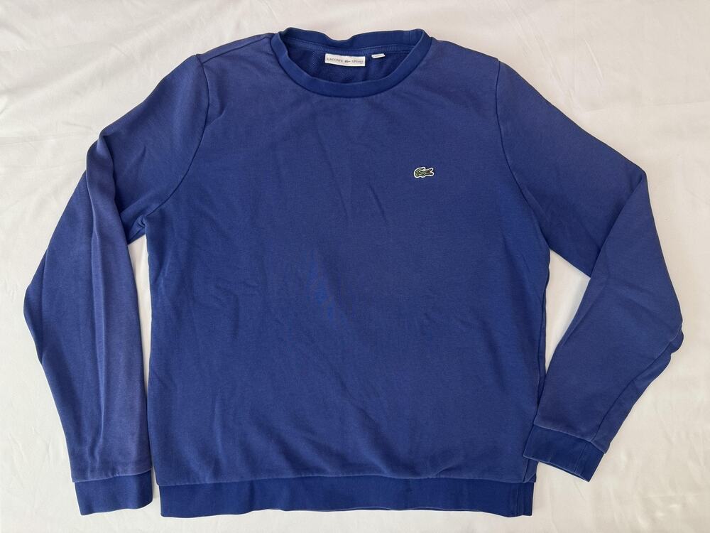 Lacoste Sport Sweatshirt Womens FR 44 Blue Crewneck Pullover French Terry Indigo